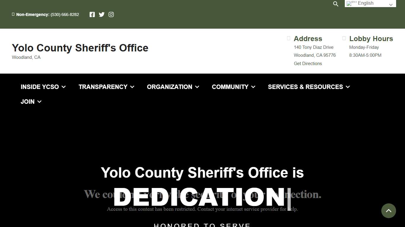 Yolo County Sheriff’s Office – Woodland, CA