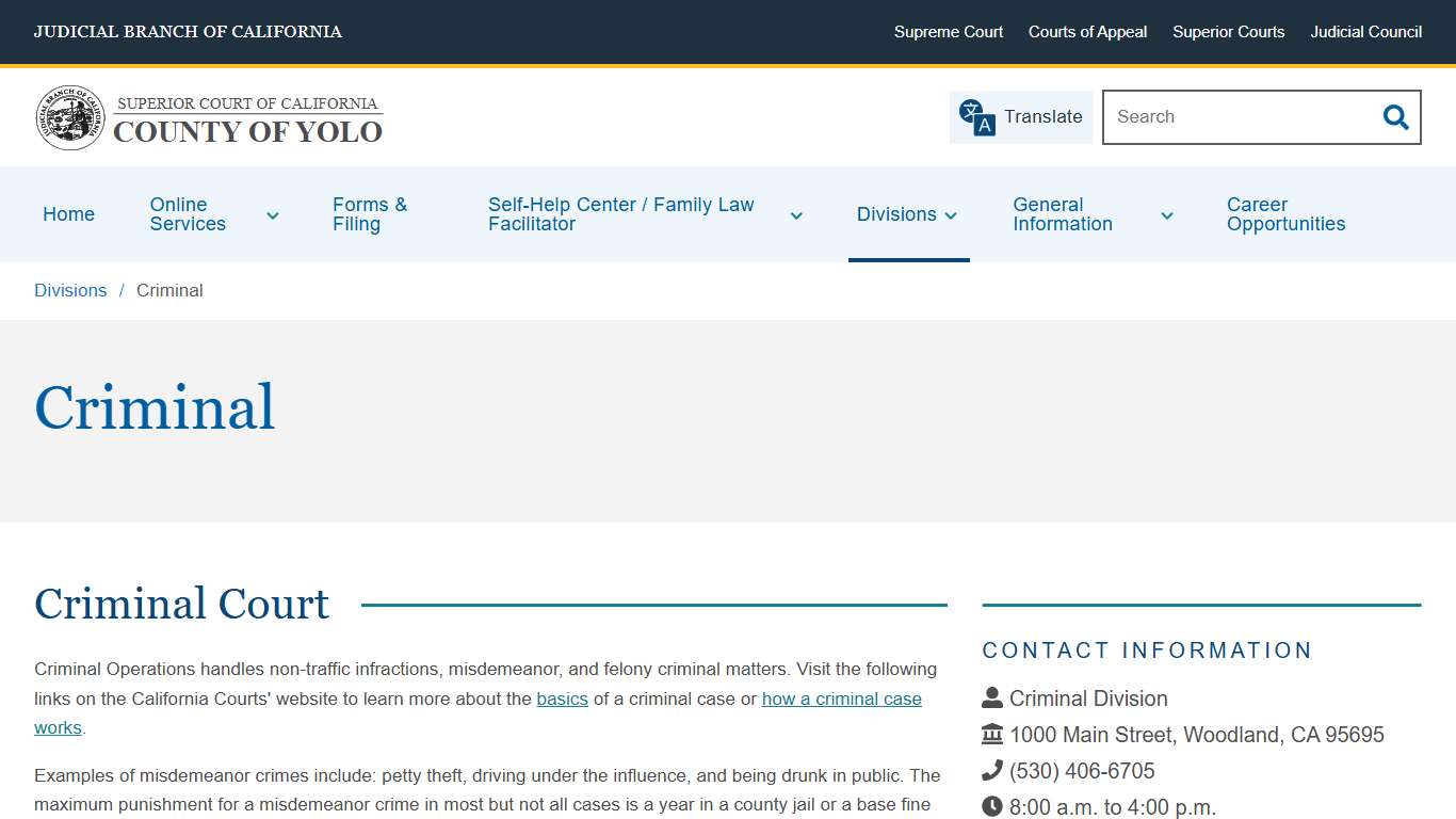 Criminal County of Yolo